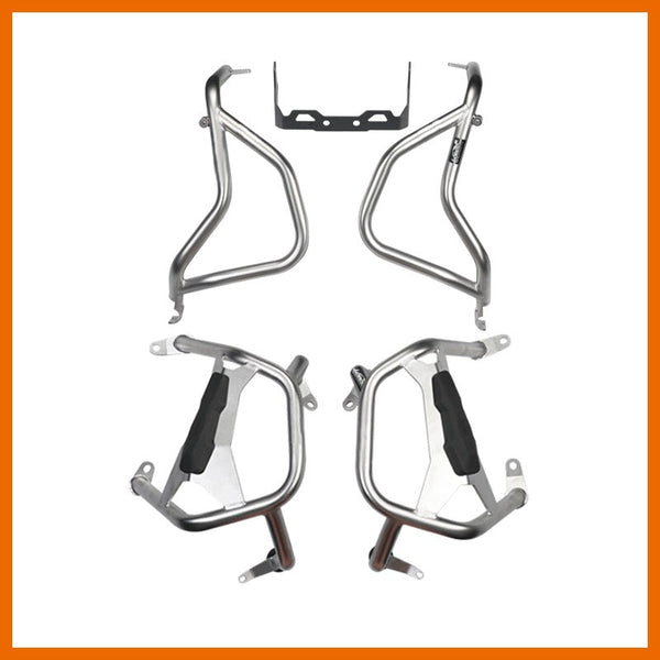 LOBOO Crash Bar for BMW R1300GS – 304 Stainless Steel Upper Protection Bar with Auxiliary Light Mount, Silver or Black Finish