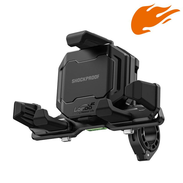LOBOO PH06 Motorcycle Phone Holder – Adjustable Anti-Vibration Mount with Wireless & Wired Fast Charging, 360° Rotation