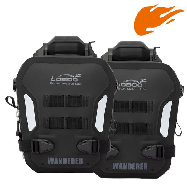 LOBOO Wanderer 6L Inflatable Motorcycle Crash Bar Bags – Waterproof TPU Adventure Side Bags with Air Cushion Protection, Universal Fit for 25mm Crash Bars, Touring & Off-Road Gear(Pair)
