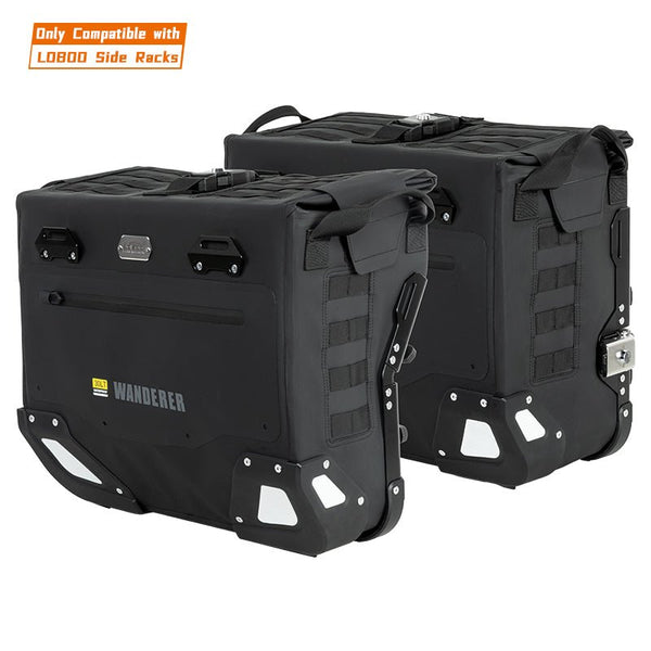 LOBOO Wanderer Series 30L+40L Dual-Purpose Waterproof Side Bags — IPX6 Rated, PP Support Board, Corner Protector, Exhaust-Avoid Design, Anti-Theft System (Requires LOBOO Side Racks)